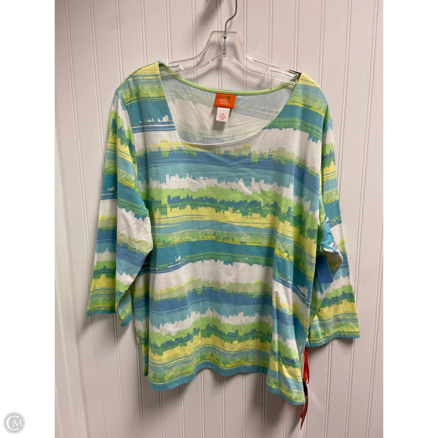Top 2pc 3/4 Sleeve By Hearts Of Palm In Blue & Green, Size: 2x