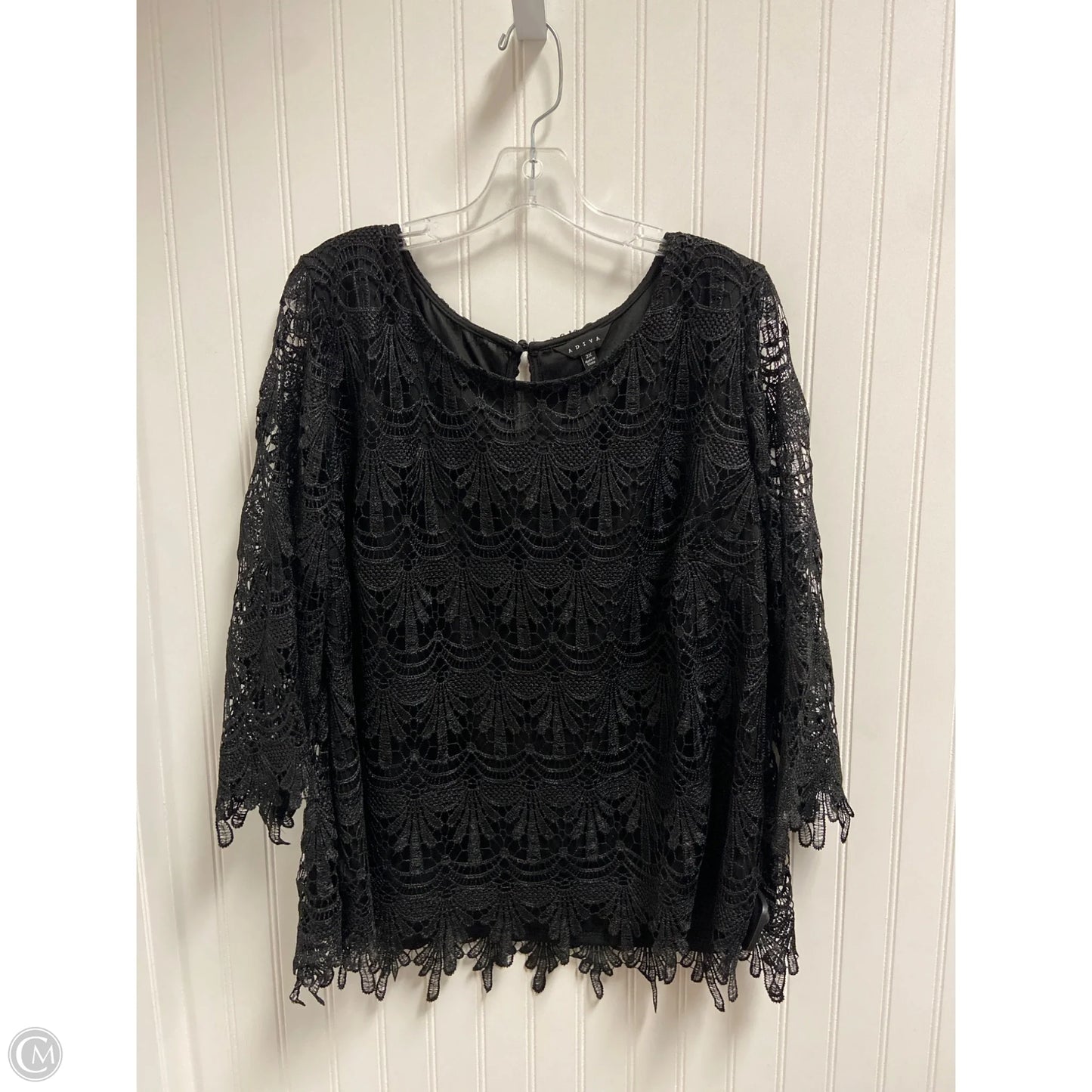 Top Long Sleeve By Adiva In Black, Size: 2x