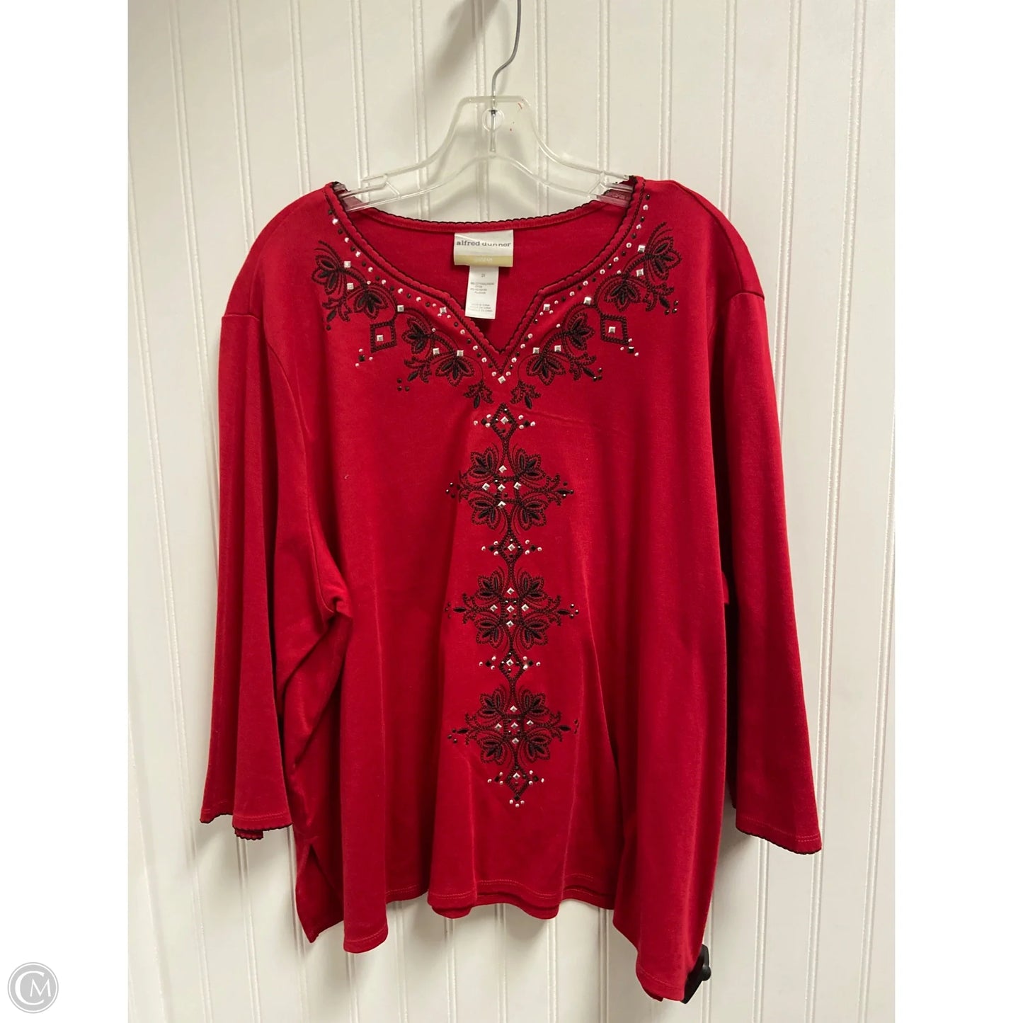 Top 3/4 Sleeve By Alfred Dunner In Red, Size: 2x