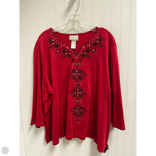 Top 3/4 Sleeve By Alfred Dunner In Red, Size: 2x