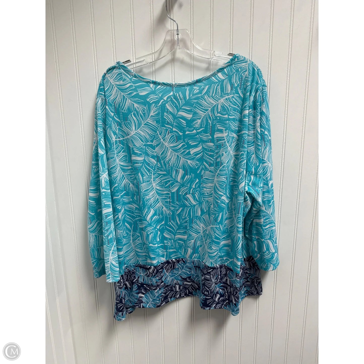 Top 3/4 Sleeve By Clothes Mentor In Blue & White, Size: 3x