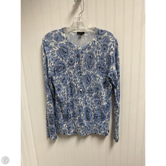Cardigan By Ann Taylor In Blue & White, Size: L