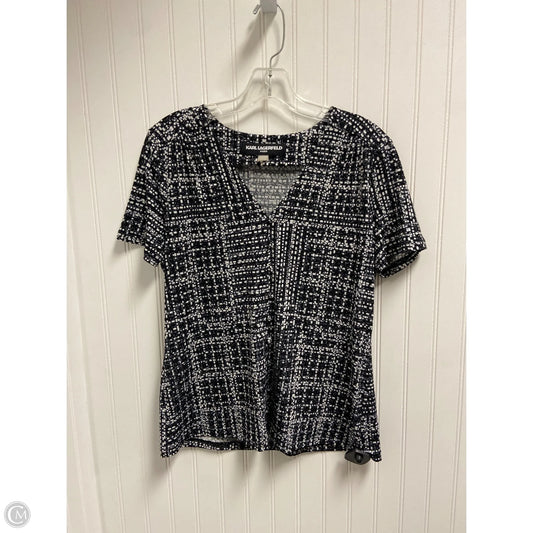 Top Short Sleeve Designer By Karl Lagerfeld In Black & White, Size: S