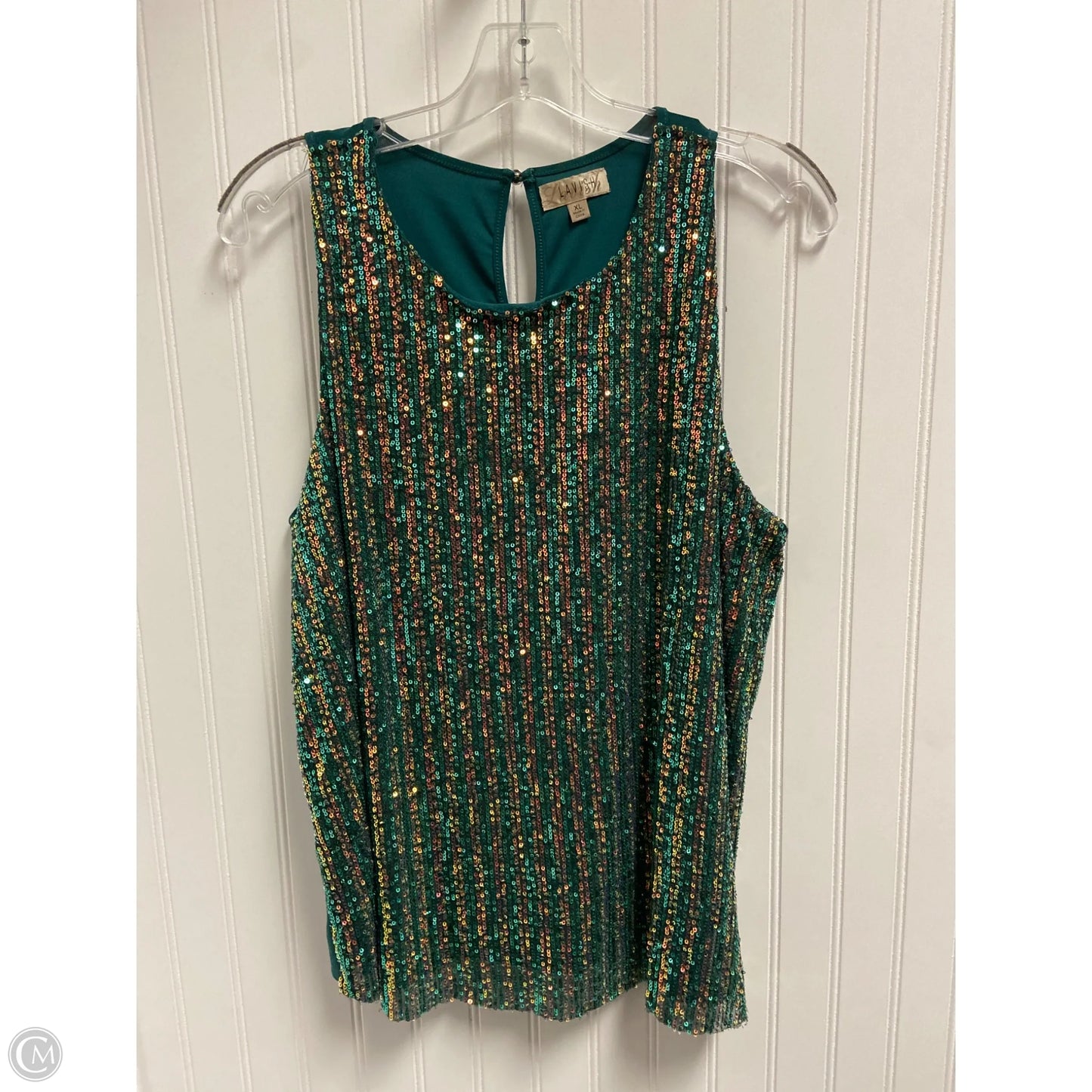 Top Sleeveless By Lavish In Gold & Green, Size: Xl