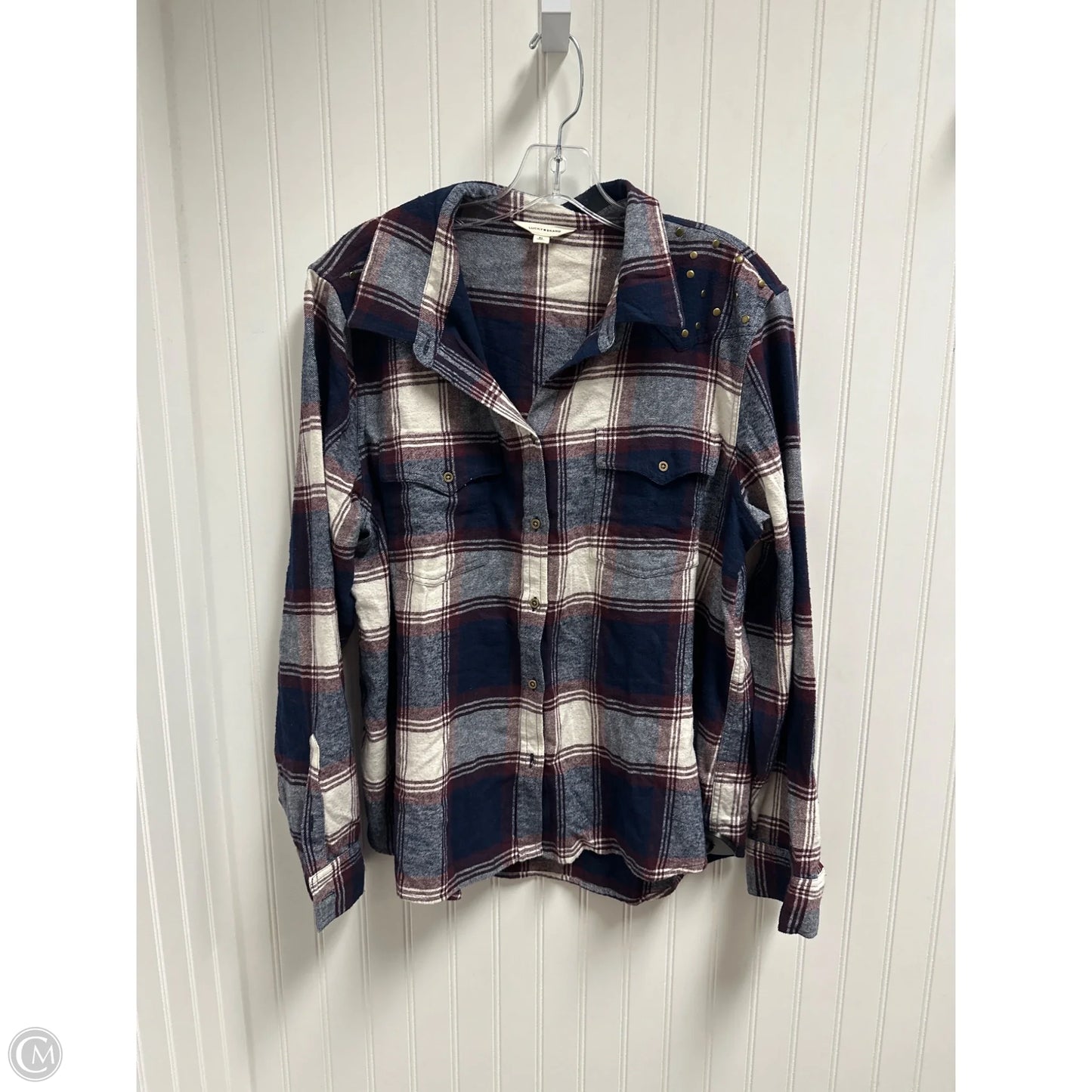 Top Long Sleeve By Lucky Brand In Plaid Pattern, Size: Xl