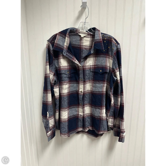 Top Long Sleeve By Lucky Brand In Plaid Pattern, Size: Xl