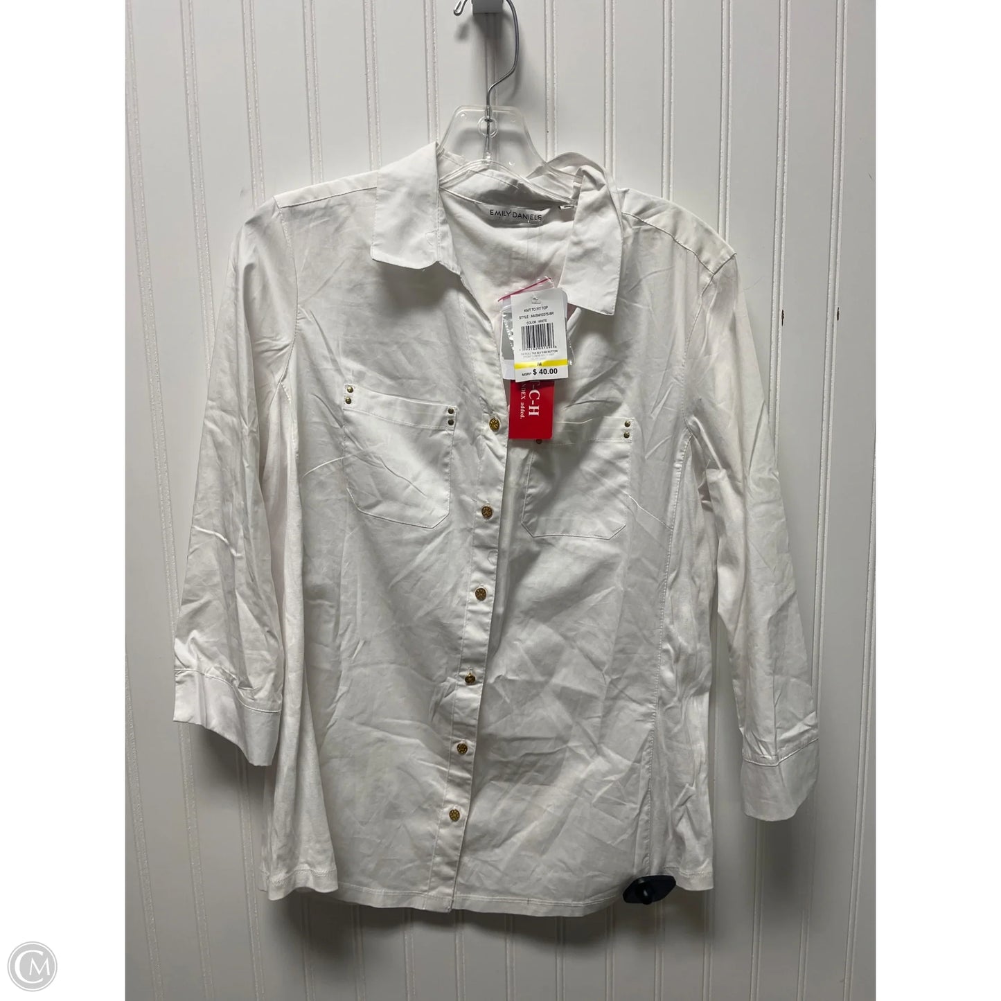 Top Long Sleeve By Emily Daniels In White, Size: M