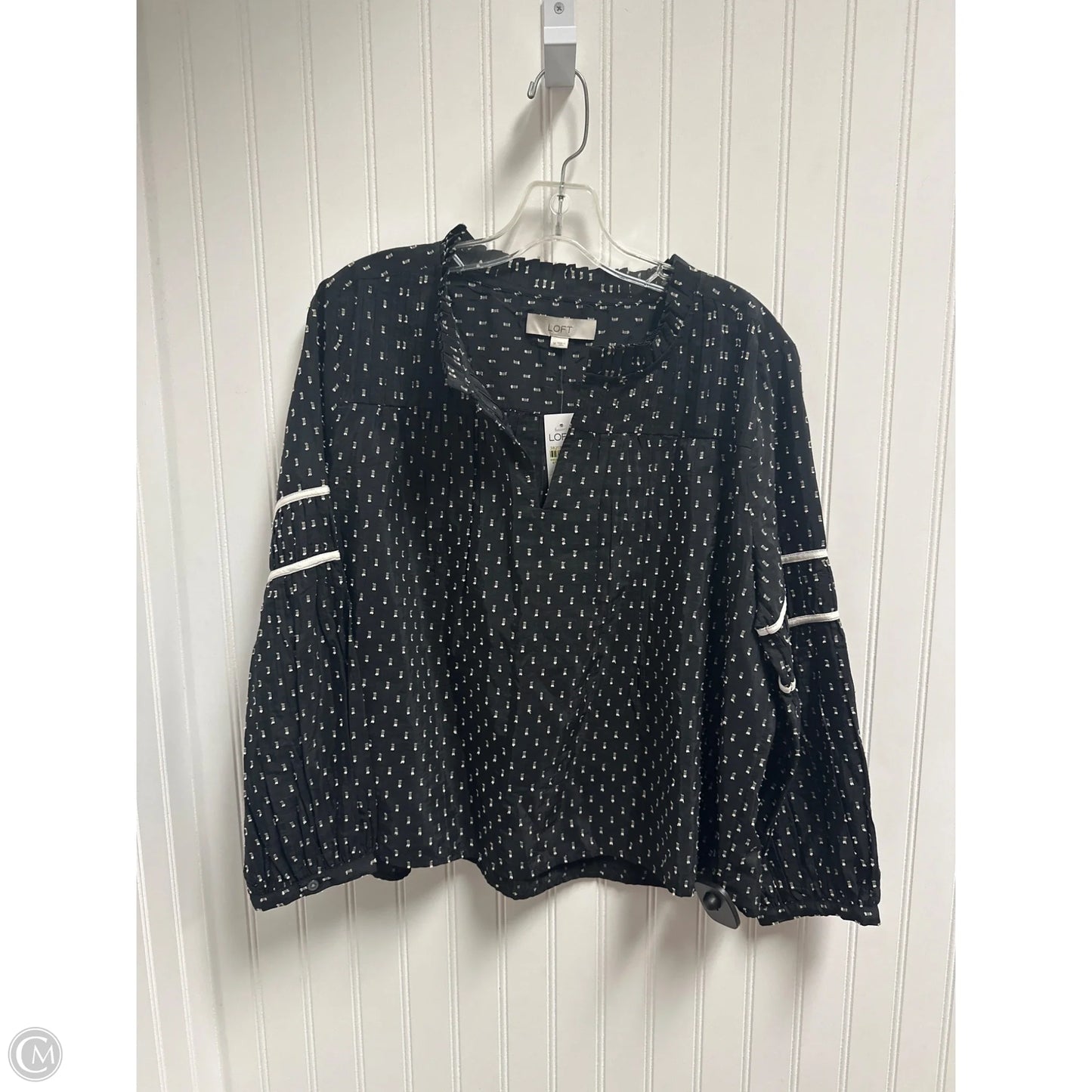 Top Long Sleeve By Loft In Black & Cream, Size: M