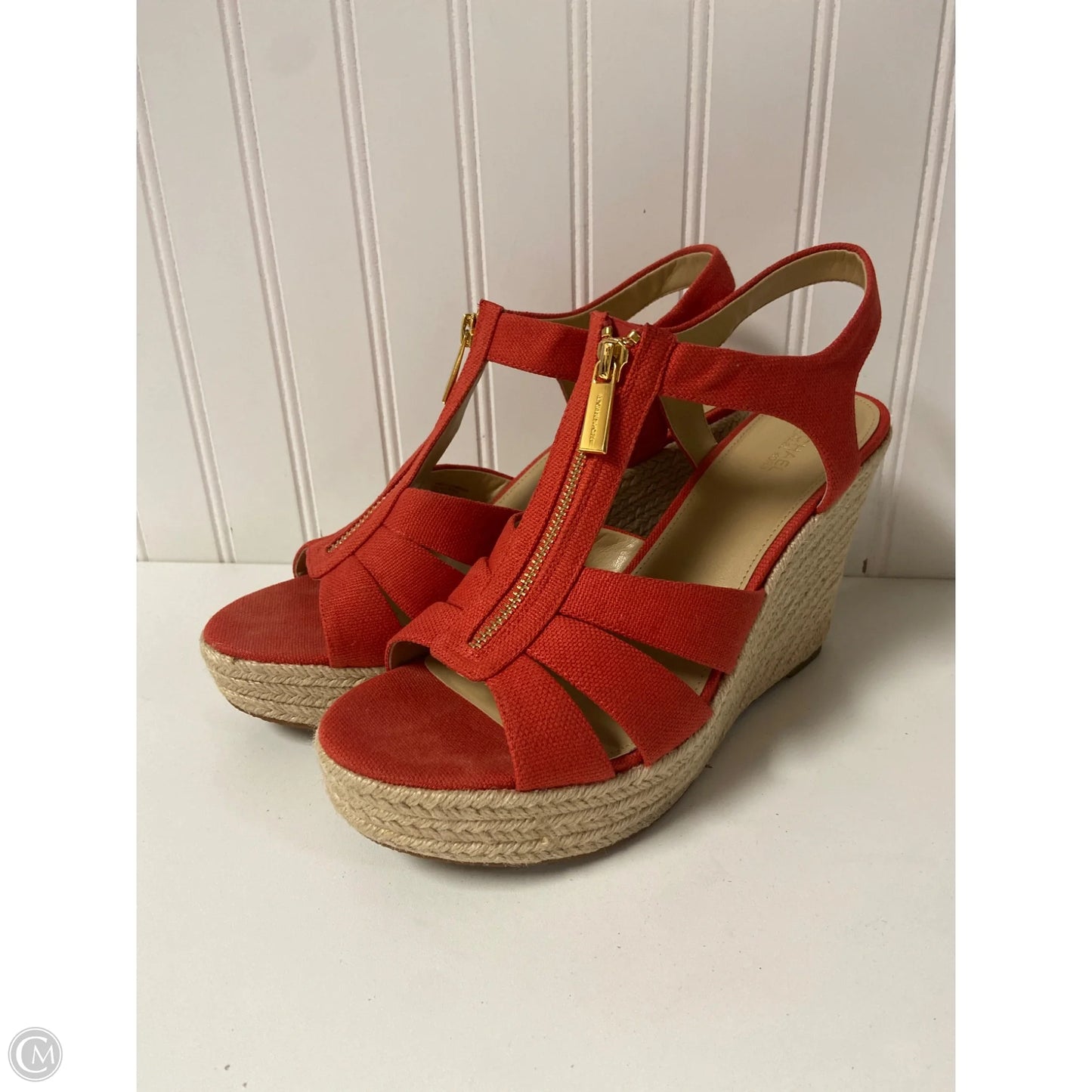 Sandals Heels Wedge By Michael By Michael Kors In Orange, Size: 9.5