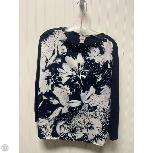 Top Long Sleeve By Chicos In Blue & White, Size: S