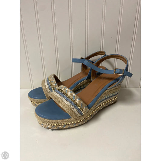Sandals Heels Wedge By Spring Step In Blue, Size: 9.5