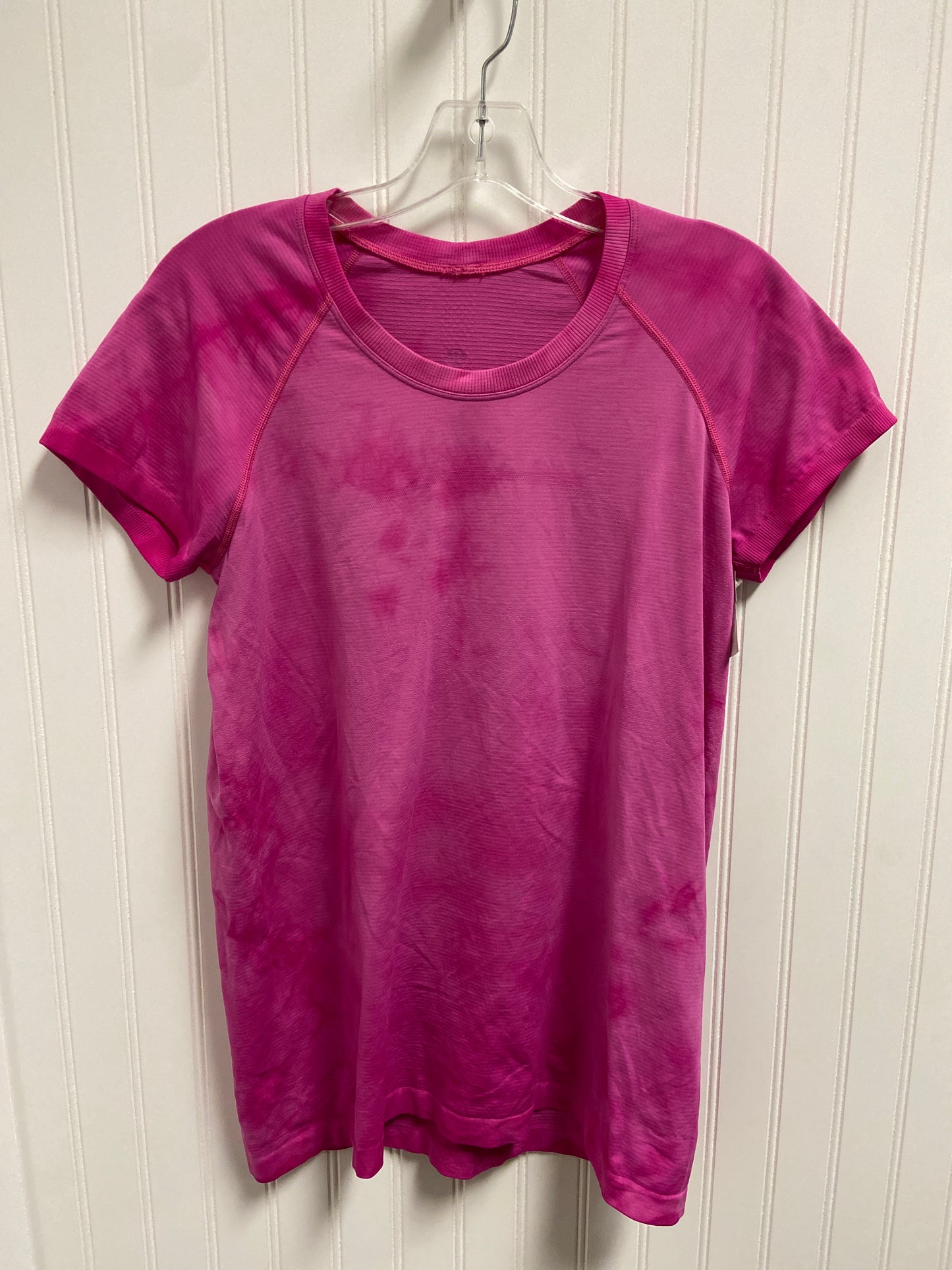 Athletic Top Short Sleeve By Lululemon In Pink, Size: L