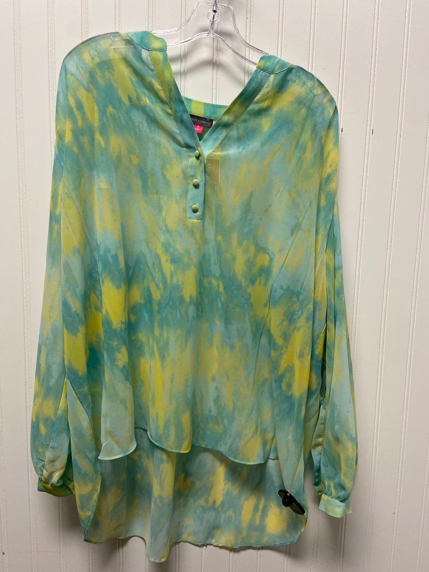 Top Long Sleeve By Vince Camuto In Blue & Green, Size: 1x