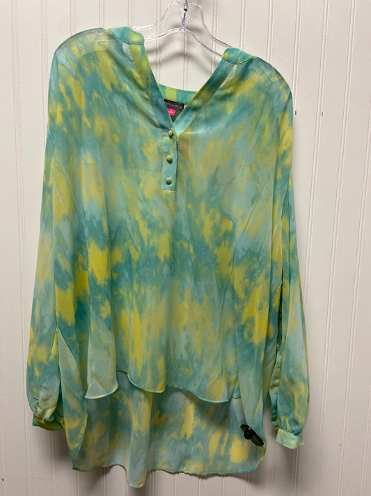 Top Long Sleeve By Vince Camuto In Blue & Green, Size: 1x