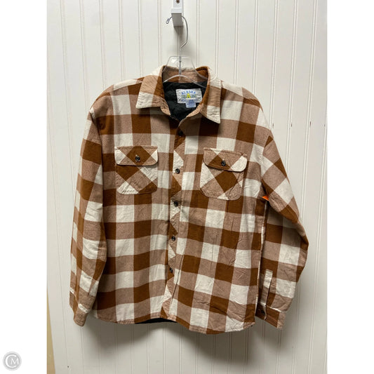 Jacket Shirt By Clothes Mentor In Brown, Size: Xl