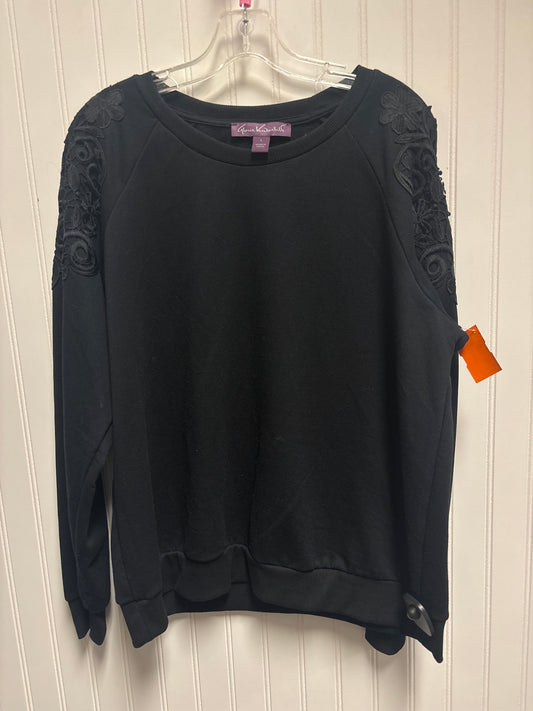 Sweatshirt Crewneck By Gloria Vanderbilt In Black, Size: L