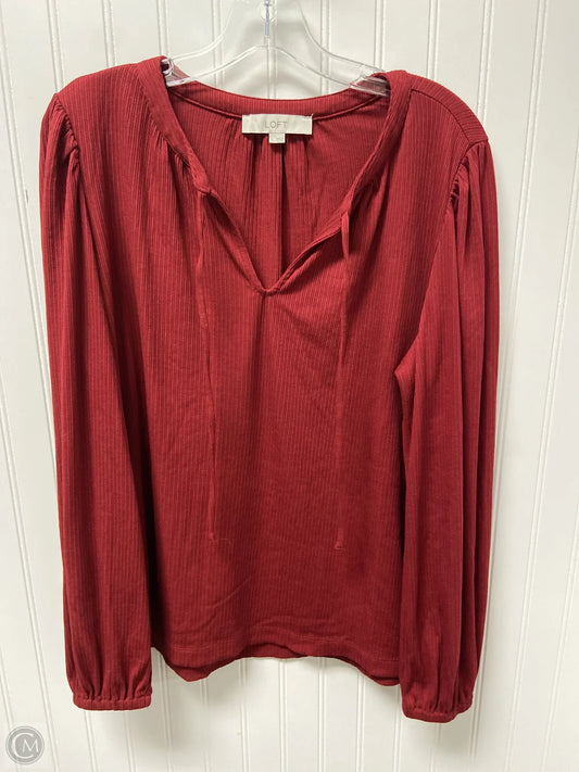 Top Long Sleeve Basic By Loft In Red, Size: L