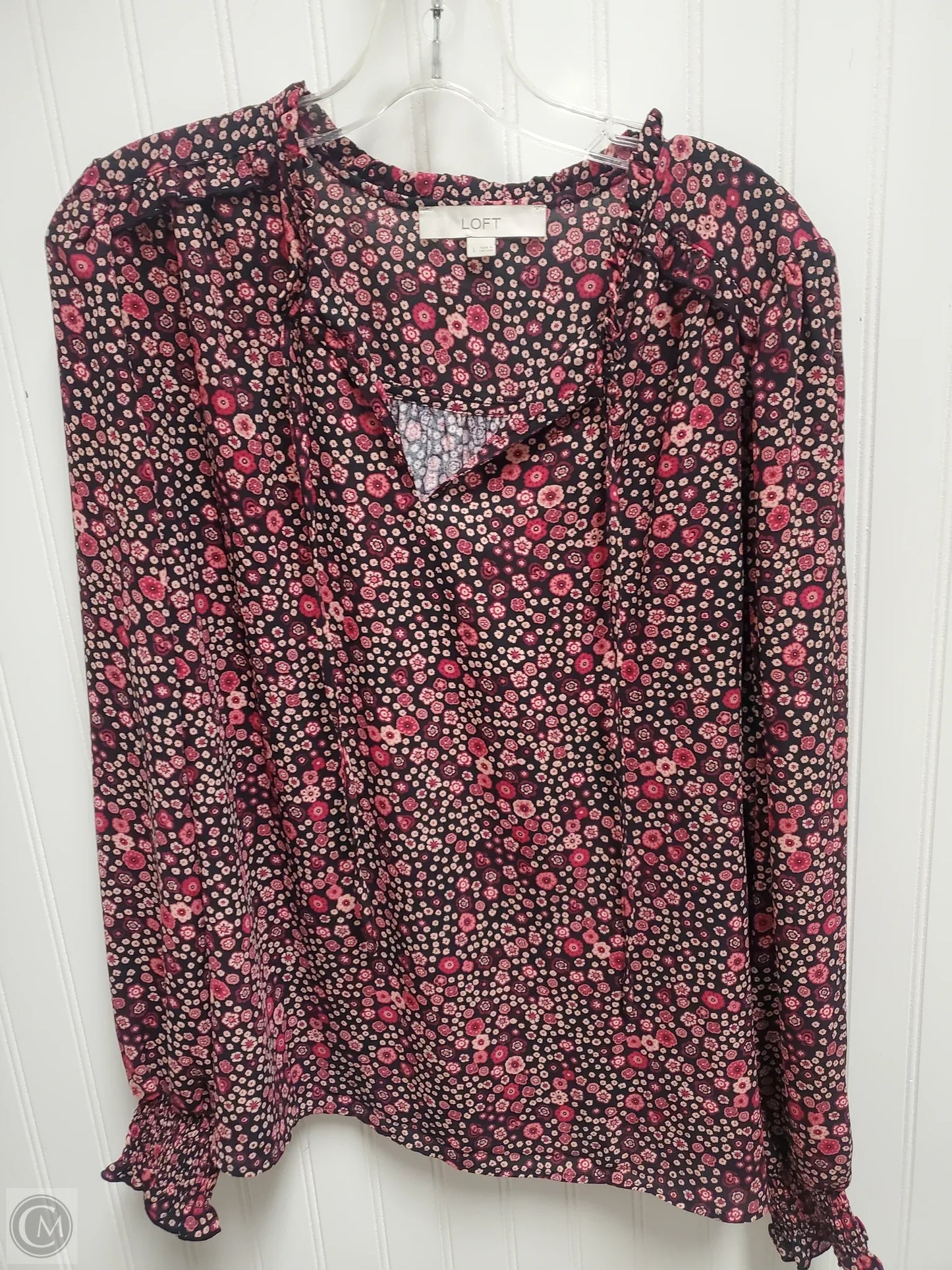 Top Long Sleeve Basic By Loft In Black, Size: L