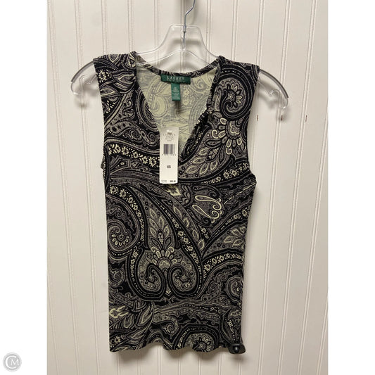 Top Sleeveless By Lauren By Ralph Lauren In Black & Cream, Size: Xs