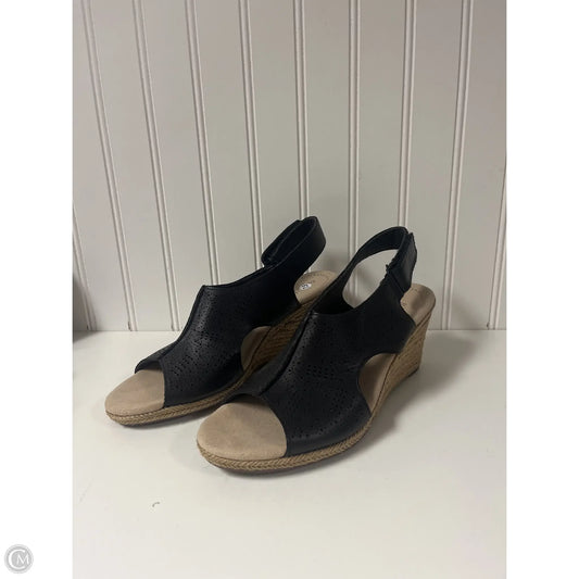 Sandals Heels Wedge By Clarks In Black, Size: 7.5