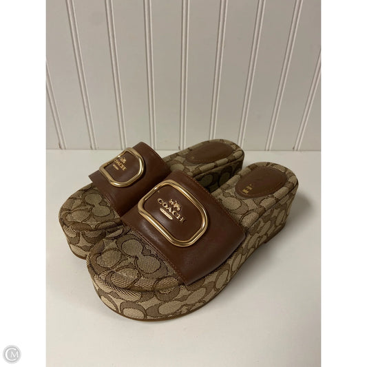 Sandals Designer By Coach In Brown, Size: 5.5