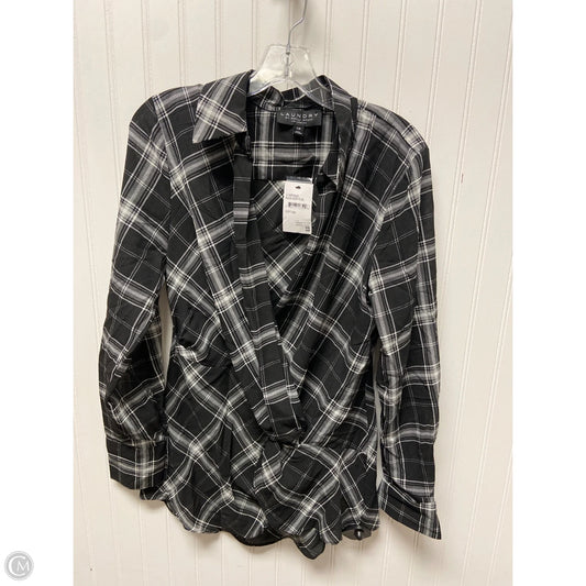 Top Long Sleeve By Laundry In Black & White, Size: L
