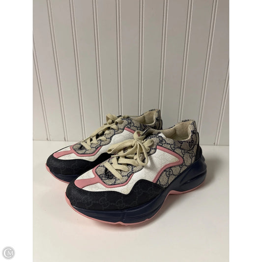 Shoes Luxury Designer By Gucci In Blue & Pink, Size: 7
