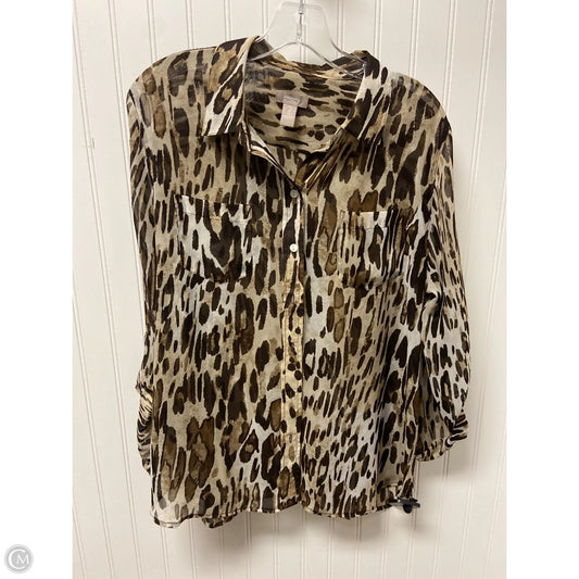 Top Long Sleeve By Chicos In Animal Print, Size: Xl