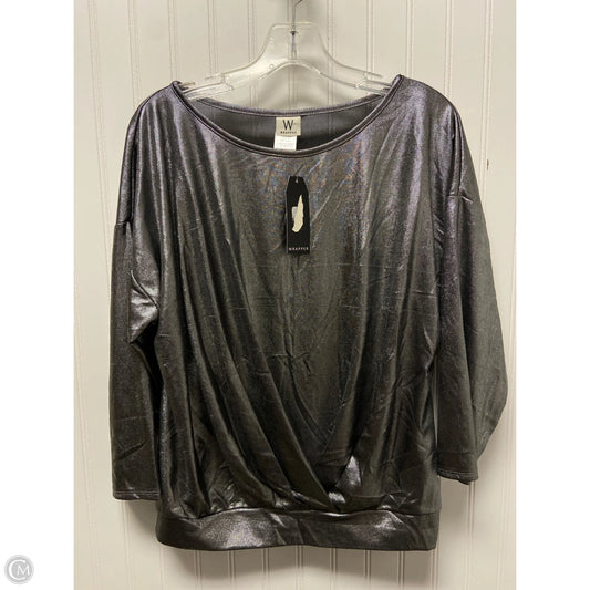 Top Long Sleeve By Wrapper In Silver, Size: L