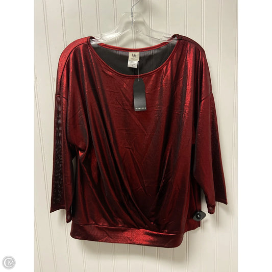 Top Long Sleeve By Wrapper In Red, Size: Xl