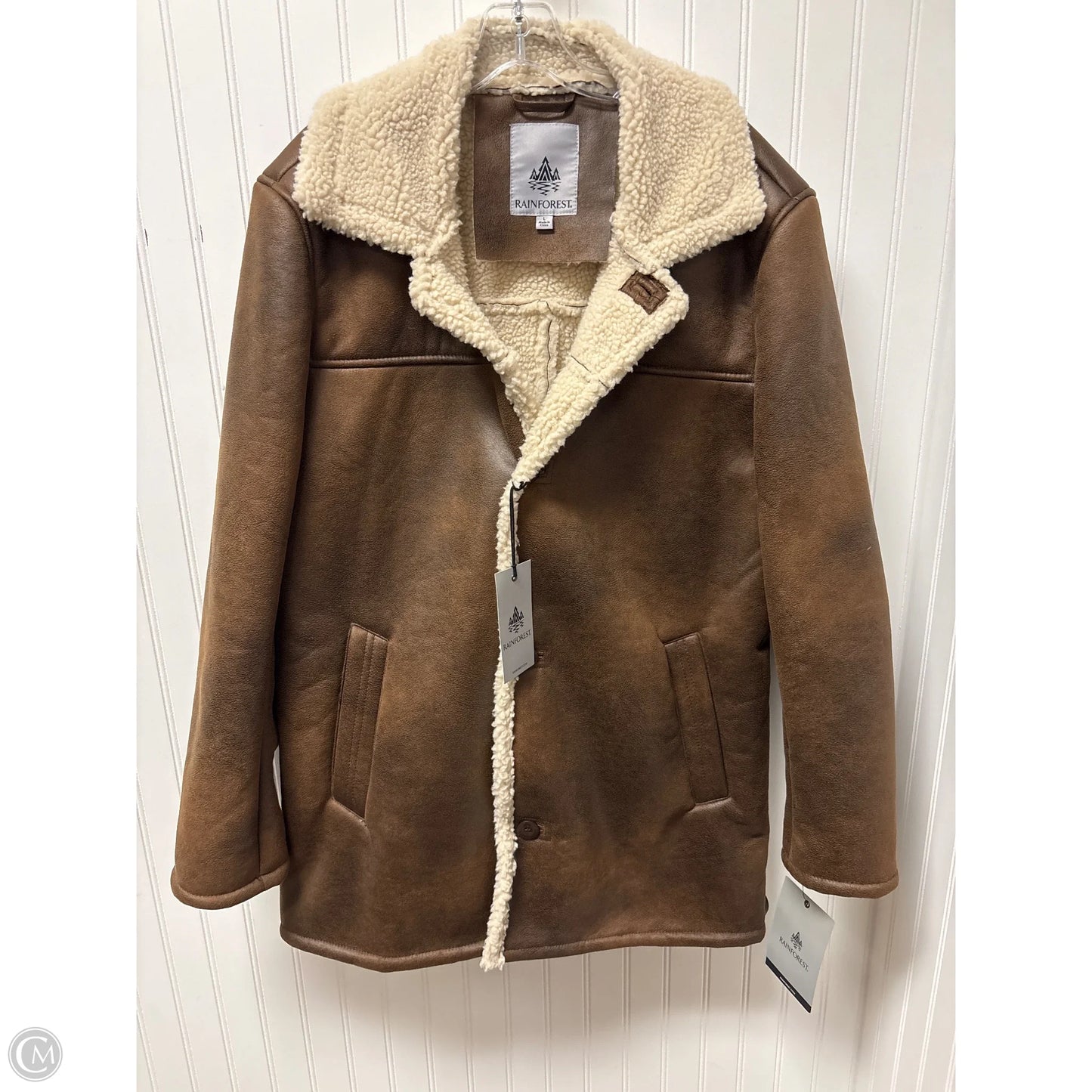 Jacket Leather By Clothes Mentor In Brown, Size: L