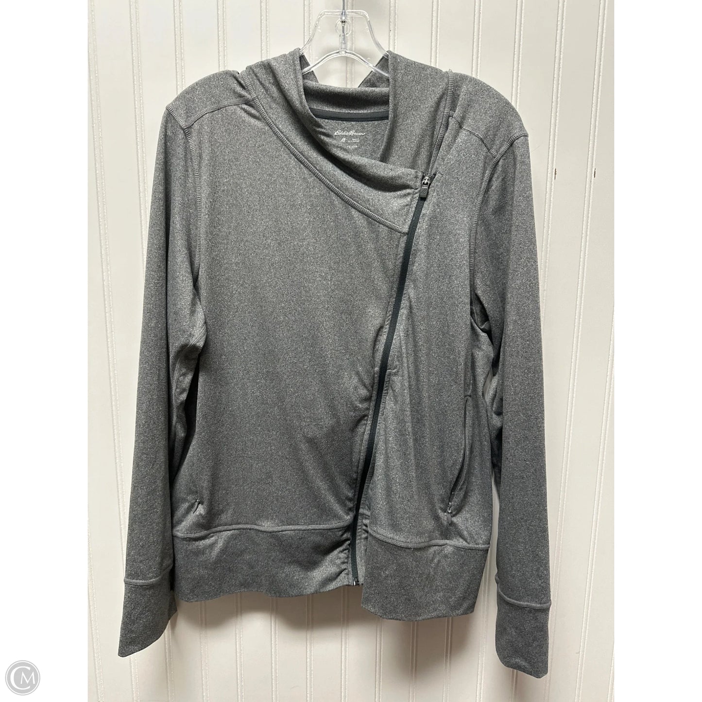 Athletic Top Long Sleeve Collar By Eddie Bauer In Grey, Size: L