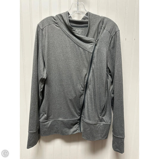 Athletic Top Long Sleeve Collar By Eddie Bauer In Grey, Size: L