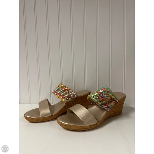 Sandals Heels Wedge By Italian Shoemakers In Multi-colored, Size: 7