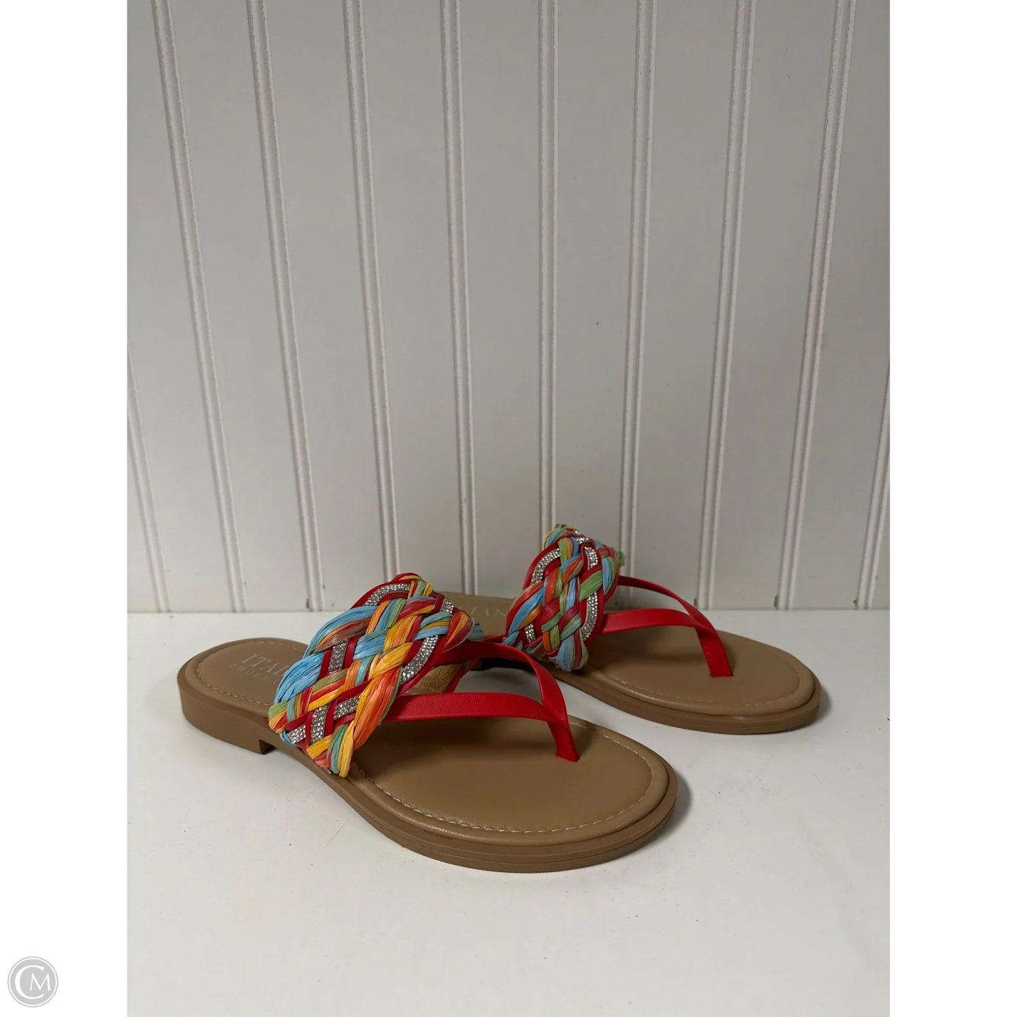 Sandals Flats By Italian Shoemakers In Multi-colored, Size: 7.5