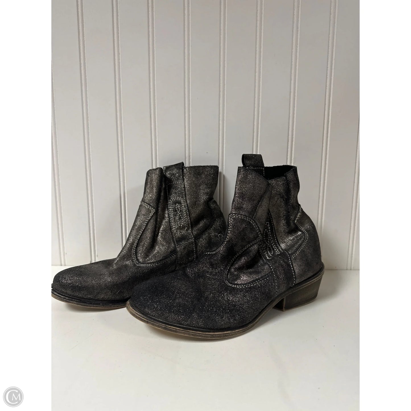 Boots Ankle Flats By Charles By Charles David In Black & Silver, Size: 6