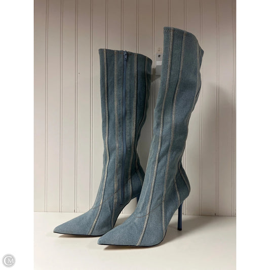Boots Mid-calf Heels By Aldo In Blue Denim, Size: 9