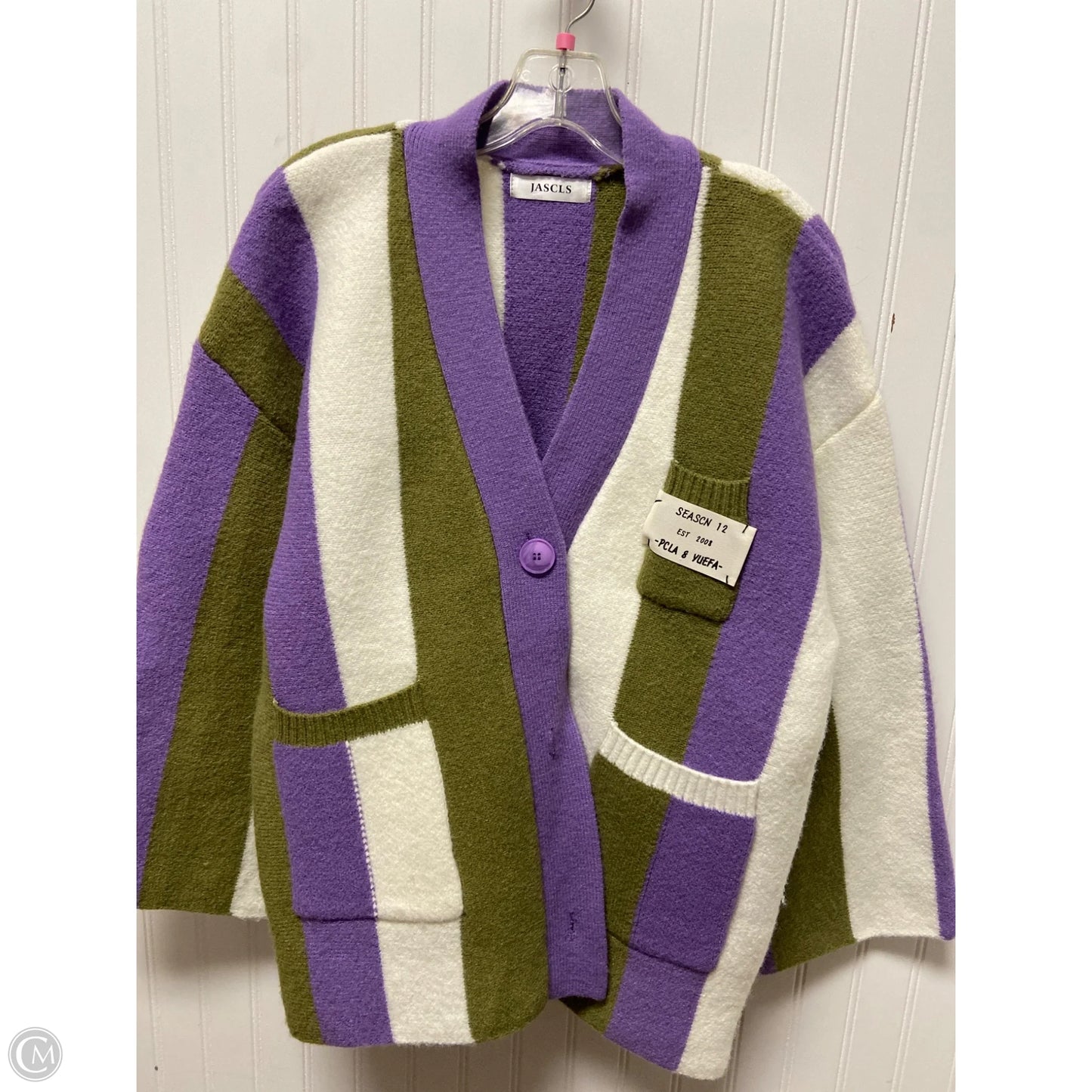 Cardigan By Clothes Mentor In Striped Pattern, Size: M