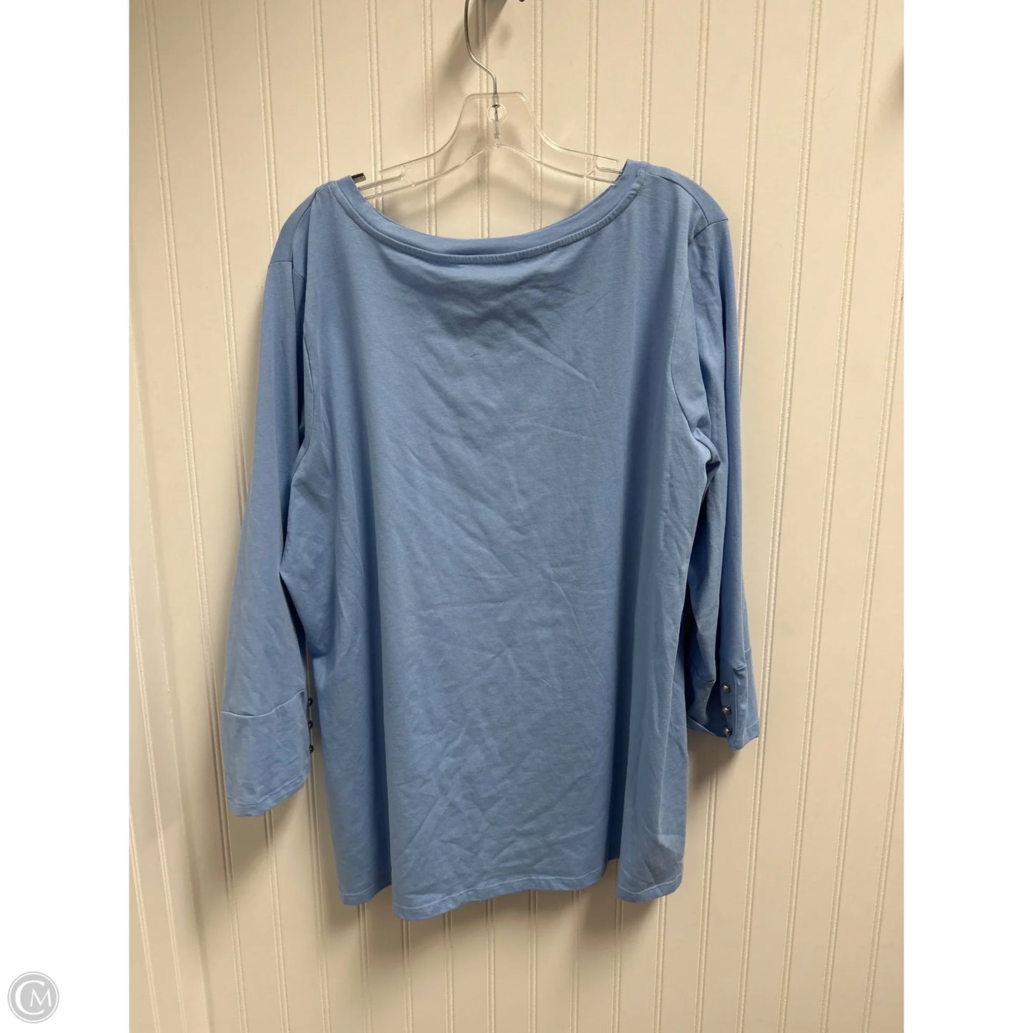 Top Long Sleeve Basic By Kasper In Blue, Size: 2x