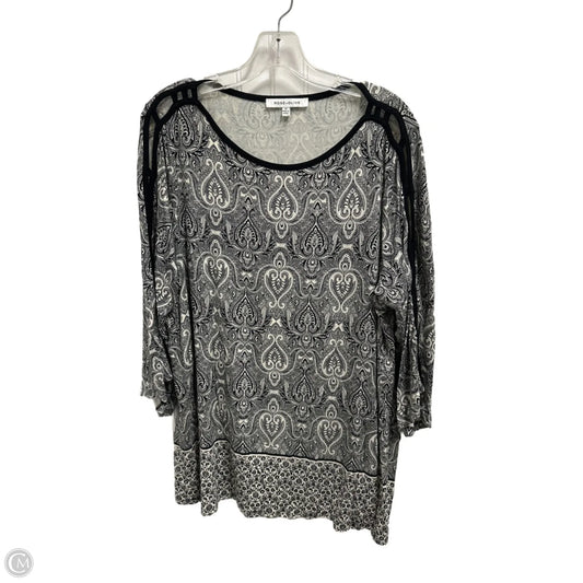 Top 3/4 Sleeve By Rose And Olive In Black & White, Size: 2x