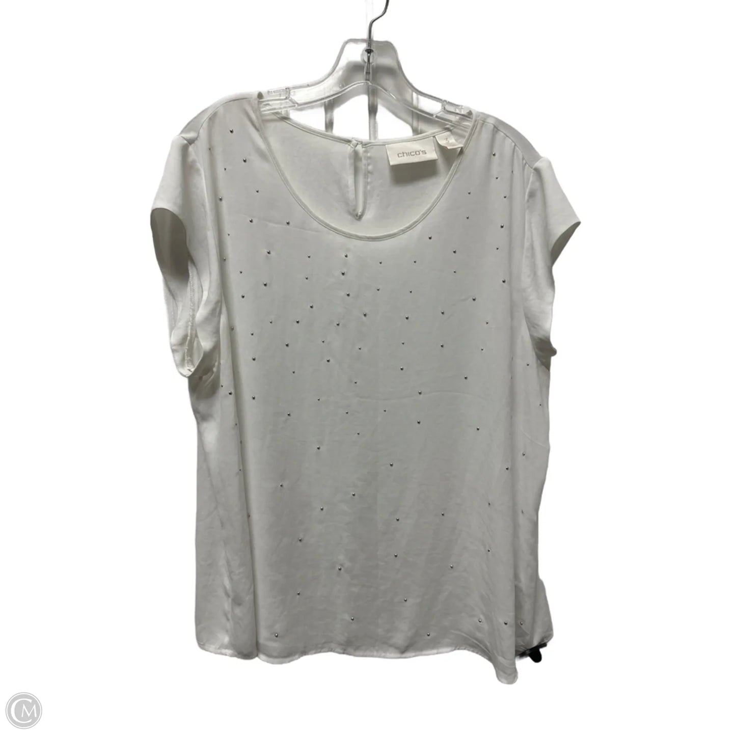 Top Short Sleeve By Chicos In White, Size: Xl