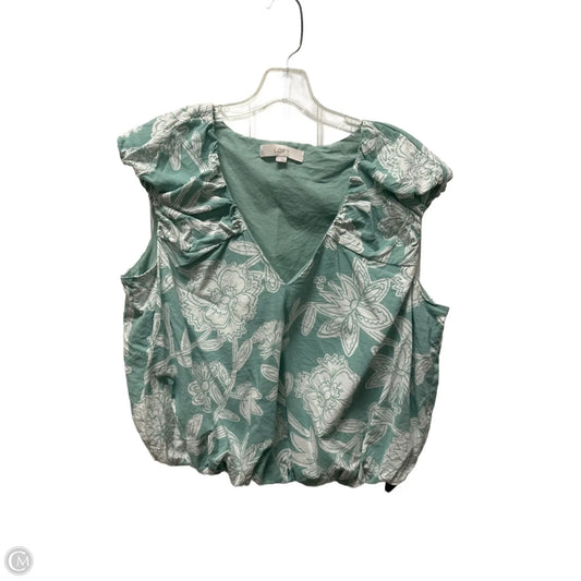 Top Sleeveless By Loft In Green, Size: L