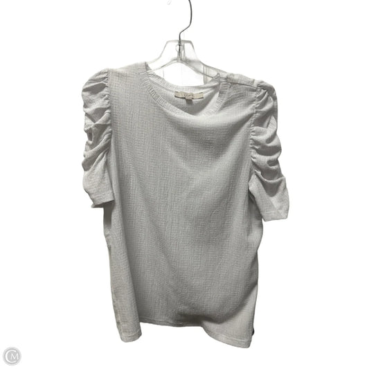 Top Short Sleeve By Loft In White, Size: L