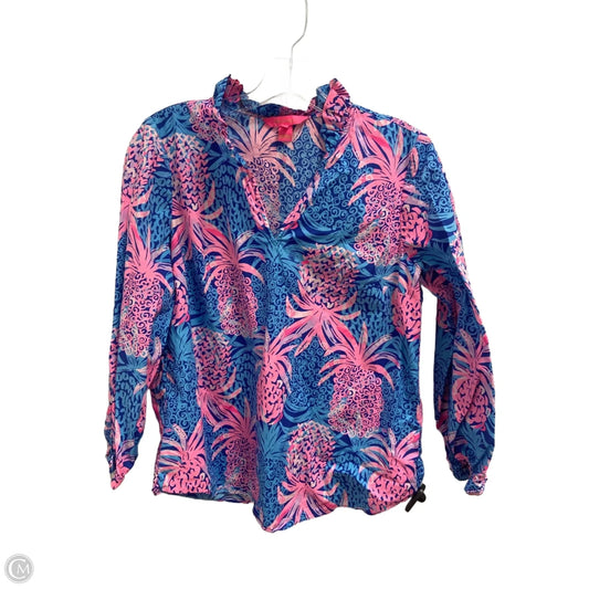 Top Long Sleeve Designer By Lilly Pulitzer In Blue & Pink, Size: S