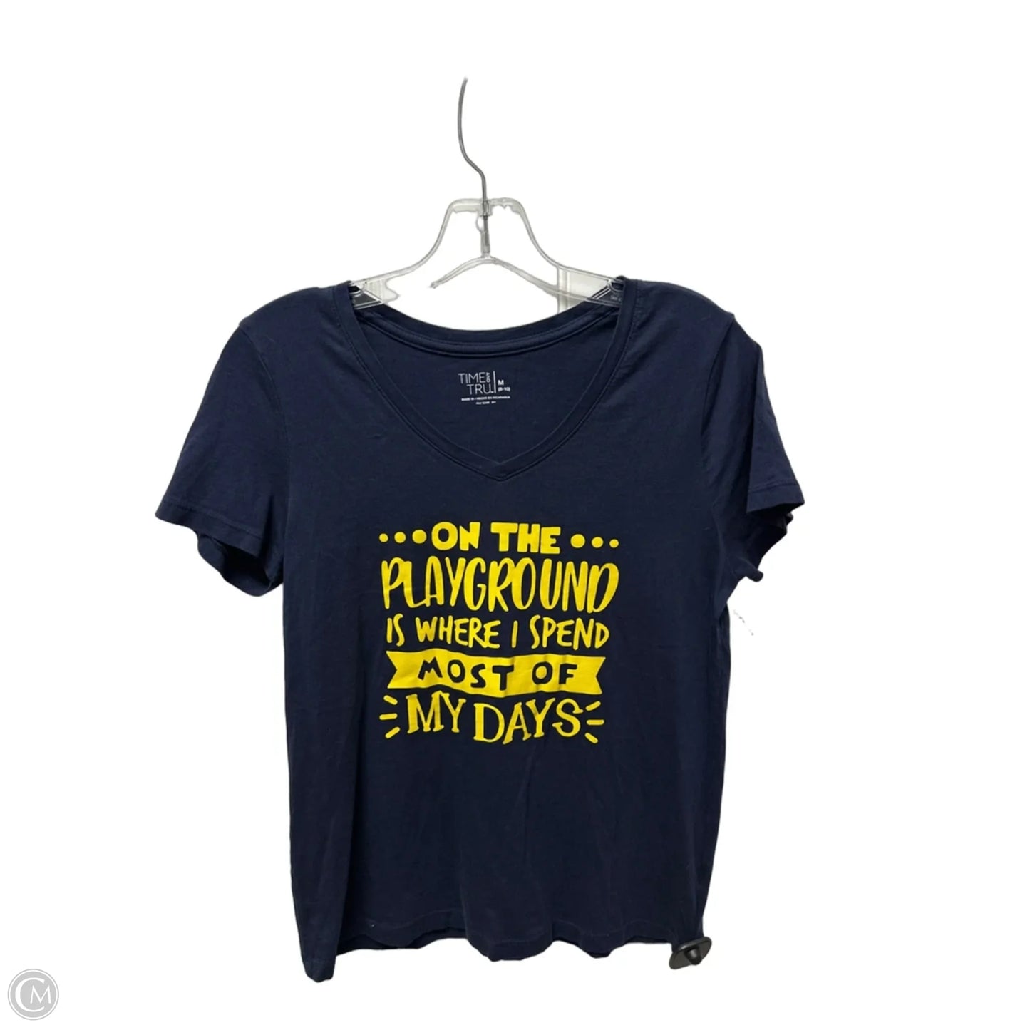 Top Short Sleeve Basic By Time And Tru In Navy, Size: M