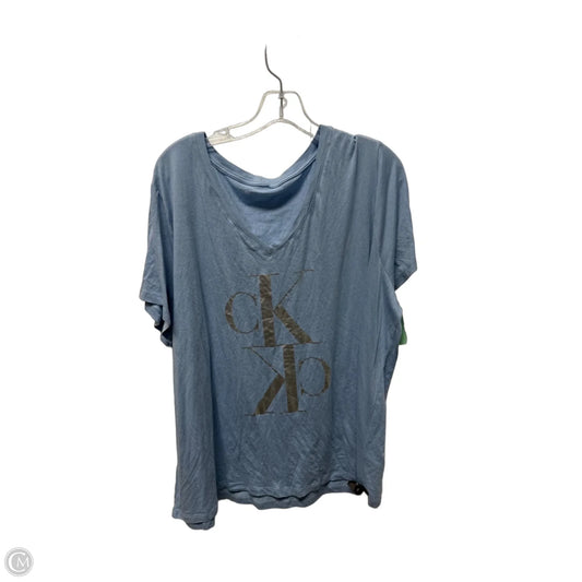 Top Short Sleeve Basic By Calvin Klein In Blue, Size: 2x