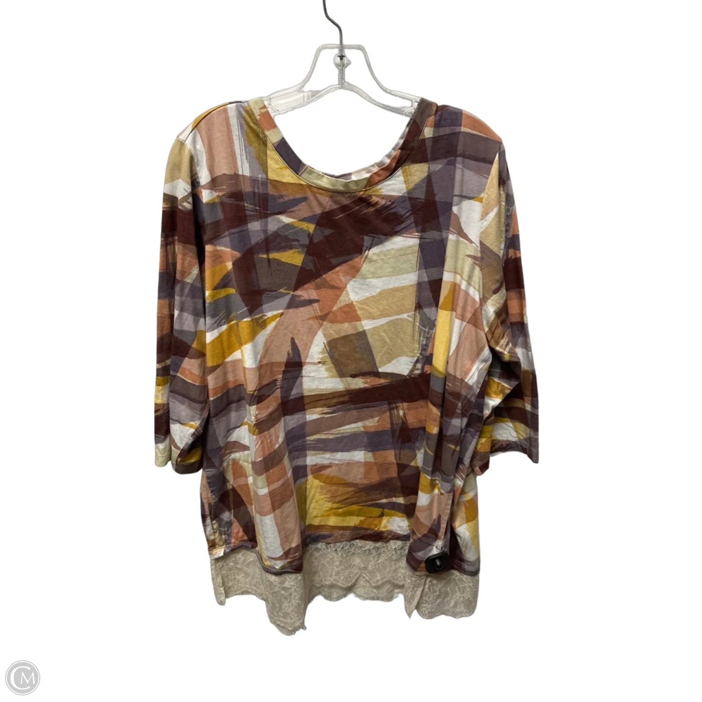 Top 3/4 Sleeve By Logo In Maroon, Size: 2x