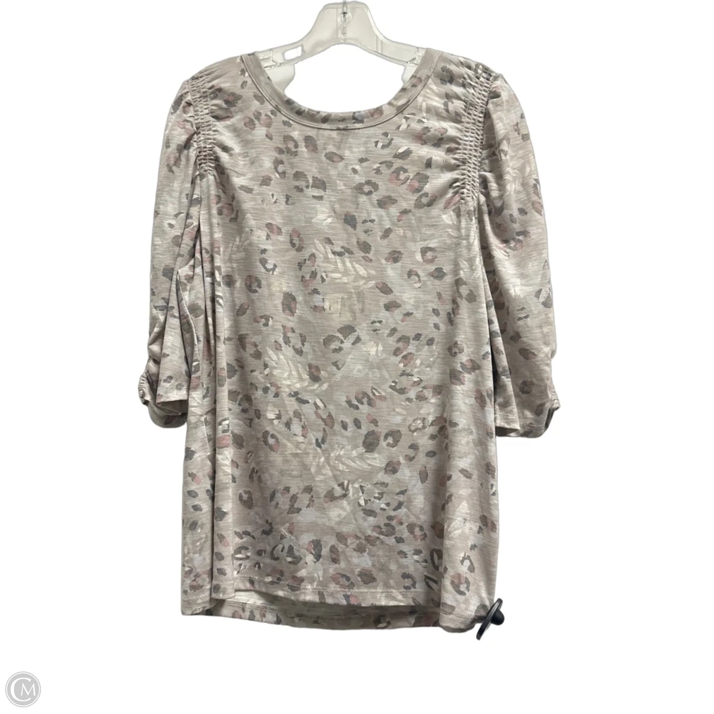 Top Short Sleeve By Democracy In Leopard Print, Size: L