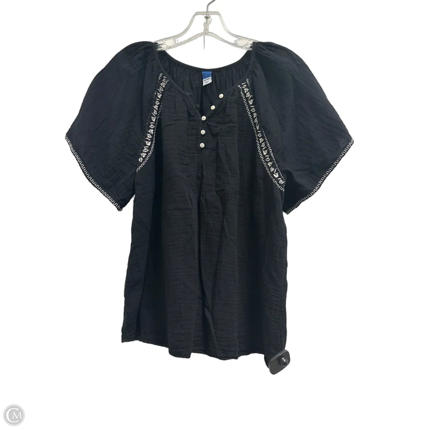 Top Short Sleeve By Old Navy In Black & Cream, Size: L