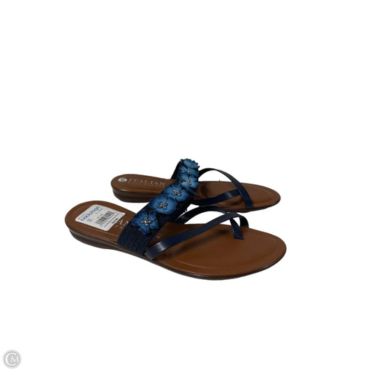 Sandals Flats By Italian Shoemakers In Navy, Size: 8.5